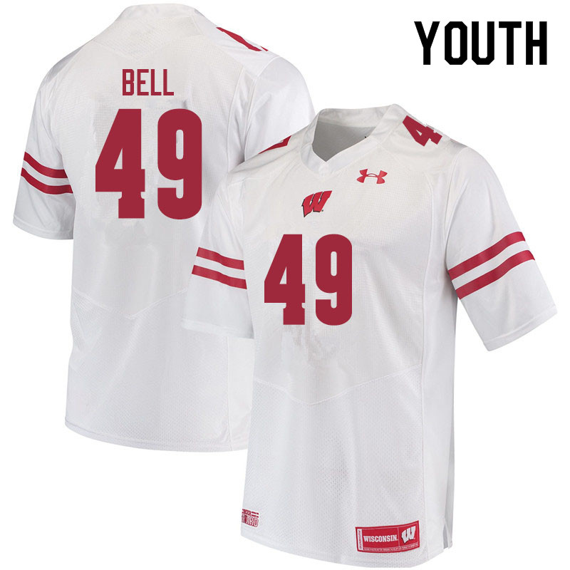 Youth #49 Christian Bell Wisconsin Badgers College Football Jerseys Sale-White - Click Image to Close